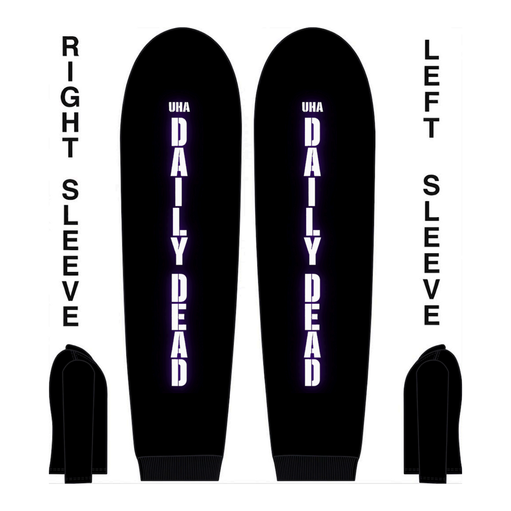 The Daily Dead Freddy and Jason Last Call hoodie purple sleeve detail