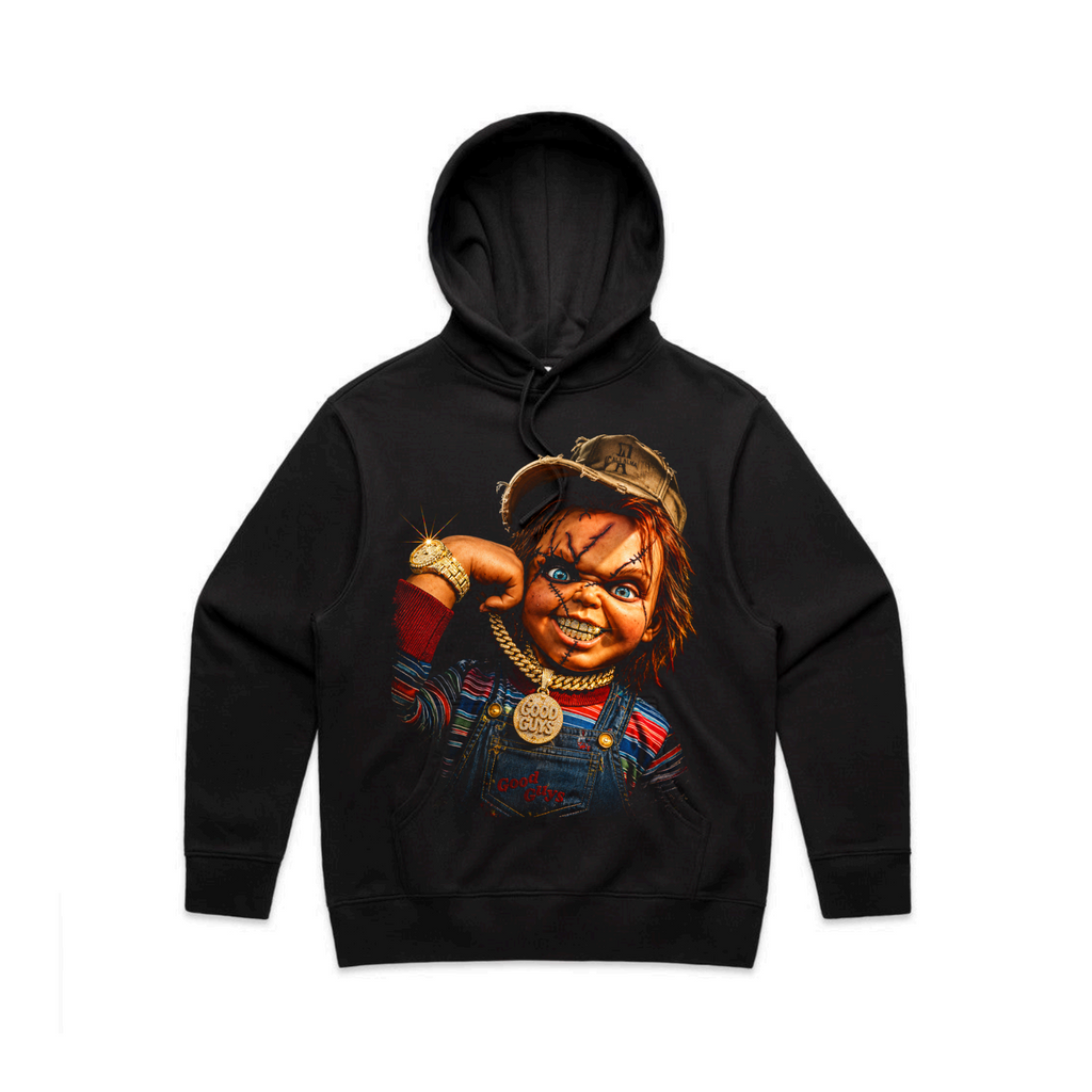 Chucky Still Playin' Hoodie front graphic