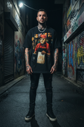 Male model wearing The Daily Dead McKillin It tee