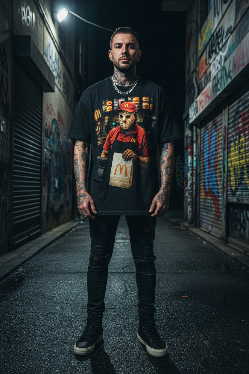 Male model wearing The Daily Dead McKillin It tee