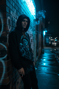 Male model wearing The Daily Dead Ghostface Drunk Dial hoodie