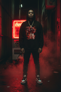 Male model wearing The Daily Dead Jason Share a Coke hoodie